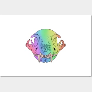 Cat Skull Rainbow Posters and Art